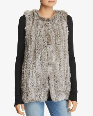 Nuevo $525 525 America Mujer Gris Sin Mangas Frente Abierto-Piel de Conejo Chaleco Talla S Foto 1 de 2