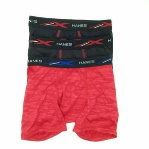 $60 Hanes Boys Red Black X-Temp Microfiber 3-Pack Underwear Boxer Brief Kids M - Picture 1 of 1