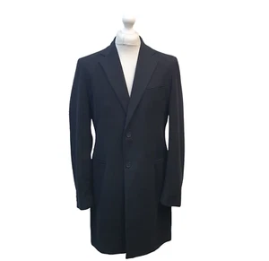 Calvin Klein Coat Mens Vintage Black Overcoat Button Uk Men's M - Picture 1 of 6