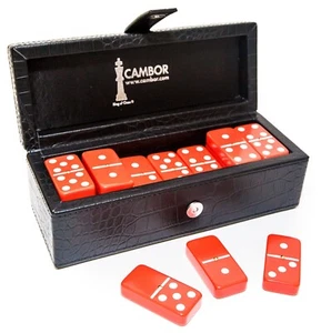 Double Six Professional Jumbo Size Dominoes Set Leatherette Case Magnetic Luck - Picture 1 of 3
