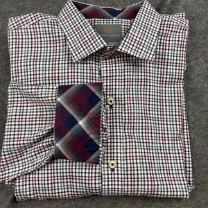 Thomas Dean Jungen XL kariertes kariertes Langarmhemd mit Knopfleiste weinrot - Bild 1 von 12