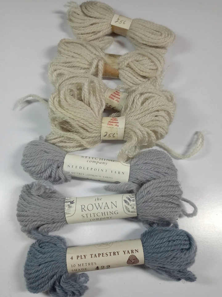 Lot of 7 Skeins Wool Tapestry Needlework Yarn Grays/Beige  Rowan/Unbranded - Image 1 of 1