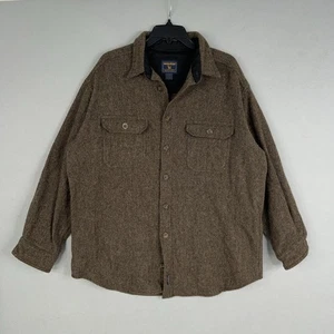 Woolrich Shirt Mens Large Heavy Wool Button Up Overshirt Shacket Jacket Outdoors - Picture 1 of 13