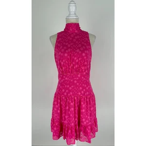 Eliza J Womens Pink Polka Dot Sleeveless Mini Dress Tiered Side Zip Size 6 - Picture 1 of 12