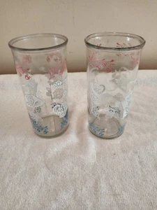 Vintage 1960's Hazel Atlas Swanky Swigs Pink, White and Blue Glasses (2) - Picture 1 of 6