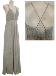 Betsy & Adam Mystical FairyCore Formal Gown Sz 0 Green Gold Embellished READ - Picture 1 of 12