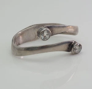 Taxco Mexico modernist modern heavy spring cuff bracelet with crystals - Photo 1 sur 4