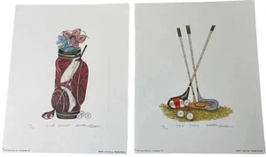 GOLF LITHOGRAPHIE MARTHA HINSON DRUCKE MIT BLEISTIFT SIGNIERT TEE TIME CLUBHAUS LINKS - Bild 1 von 12