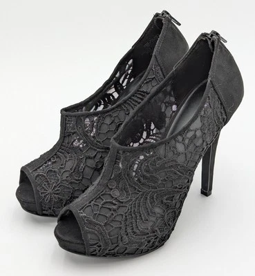Apt. 9 Black Lace Ultra-High Heel Peep-Toe Pumps Size 8.5M Boudoir Photoshoot - Image 1 of 4