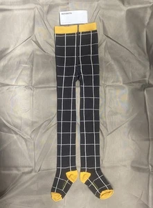 NWT Motoreta Children’s Footed Tights – Dark Grey & White Grid – Size 4 - Picture 1 of 13