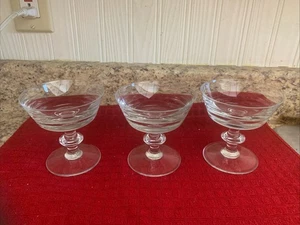 3 Val Saint Lambert STATE PLAIN Champagne Sherbet Crystal Glass 4"x4"-Heavy - Picture 1 of 14