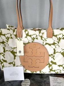🌸 NWT Tory Burch Large Ella Tote Shopper Bag Green Flower Print Shoulder Purse - Picture 1 of 16