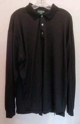 Mens XXL Merino Black Wool Marbas Italy Pullover Fine Knit 1/4 Button Longsleeve - Image 1 of 4