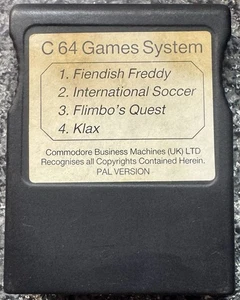 Cartuccia C64 - Diavoloso Freddy / Calcio Internazionale / Flimbos Quest / Klax - Foto 1 di 3