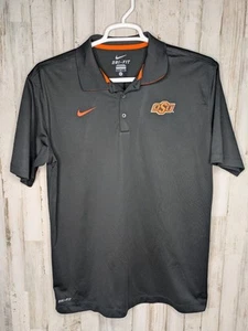 Oklahoma State Cowboys OSU NIKE Dri-Fit Large Black Golf Polo Shirt Performance - Picture 1 of 10