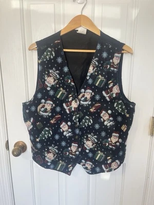 Bobbie Brooks Talla XL Navidad Tweed Vintage Papá Noel Navidad Vacaciones Chaleco Foto 1 de 4