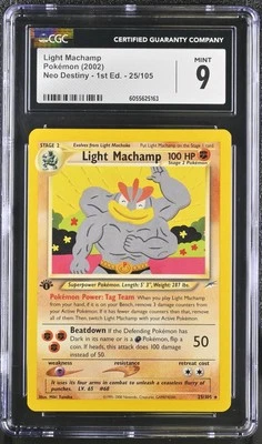 CGC 9 MINT Light Machamp Neo Destiny 1st Edition 25/105 Pokemon Card - Image 1 of 2