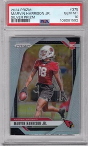 MARVIN HARRISON JR. 2024 PANINI PRIZM SILVER PRIZM RC #375 PSA 10 GEM MINT - Picture 1 of 2