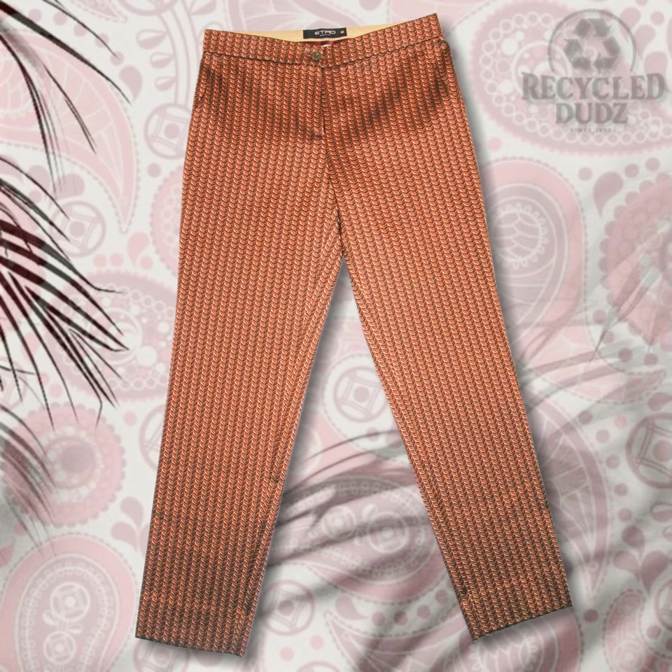 Pantalones cortos/tobillo ETRO 38 naranja Chevron Jacquard hechos en Italia para mujer Foto 1 de 4