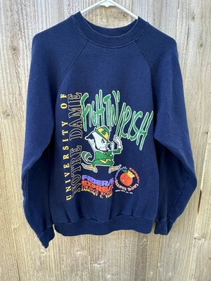 1990 Vintage Notre Dame Fighting Irish Orange Bowl Navy Crewneck Large - Image 1 of 4