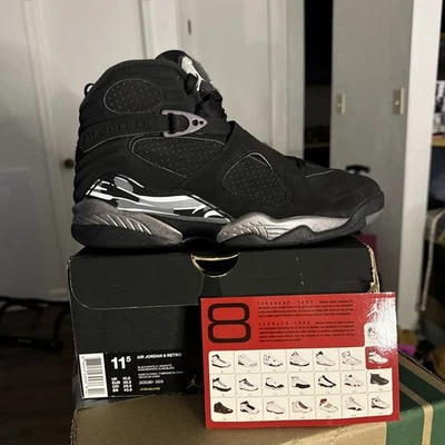 Nike Air Jordan 8 Retro Negro Y Cromo Talla 11.5 Ds Con Tarjeta  Foto 1 de 4
