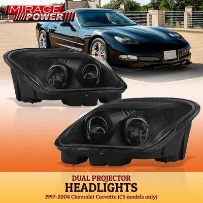 For 1997-2006 Chevrolet Corvette Projector Black Housing Head Light Driving Lamp Foto 1 de 4