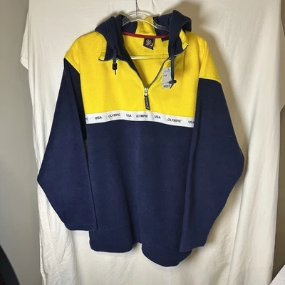 Sudadera con capucha olímpica vintage de Estados Unidos JCPenney amarilla y azul marino para hombre talla grande nueva con etiquetas Foto 1 de 4