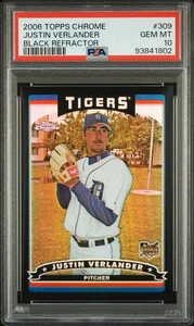 Justin Verlander #'d /549 PSA 10 - 2006 Topps Chrome Black Refractor SP #309 HOF - Picture 1 of 2