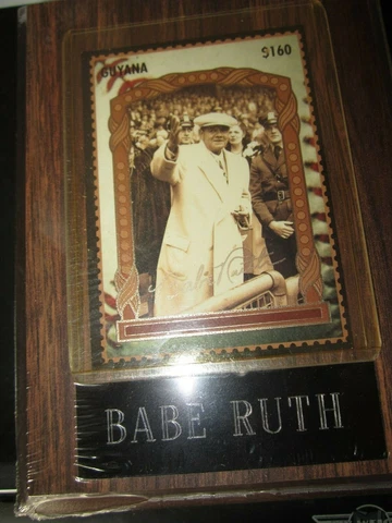 BABE RUTH TRADING CARD ON WOODEN PLAQUE $160 Cover
