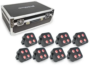 Rockville MINI IR4 CHARGE PACKAGE BLACK 8 DJ Par Wash Up Lights+Case+App Control - Picture 1 of 12