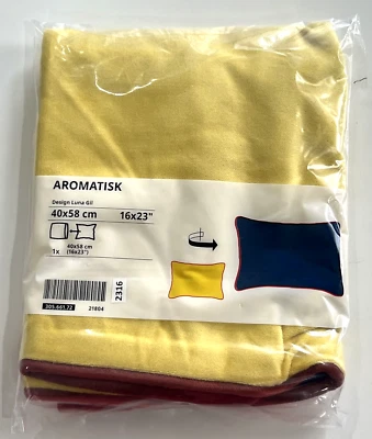 Nueva Funda Cojín Almohada Ikea Aromatisk 16x23" Azul Amarillo Terciopelo Algodón Foto 1 de 4