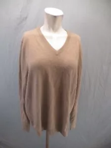 NORDSTROM Size L Mens Beige 100% Cashmere V-Neck Stretch Soft Winter Sweater 234 - Picture 1 of 13