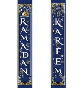 Modefa islamisches Urlaubsdekor | Ramadan Kareem langes Banner 12x70 Zoll - blau - Bild 1 von 2