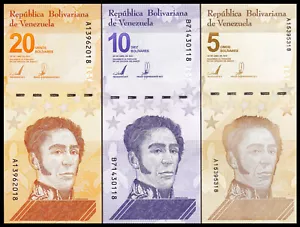 Venezuela 30 pezzi 10 banconote da 5, 10 e 20 DIGITALI Bolivares 2021 UNC - Foto 1 di 2