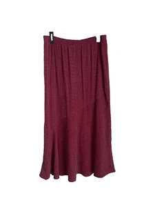 Click Color Me Cotton Burgundy Elastic Waist Maxi Pleat Skirt NEW Size XL - Picture 1 of 5