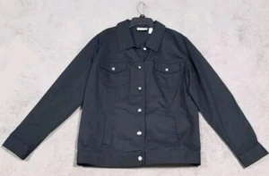 Denim & Company Women's Black Denim Button Up Long Sleeve Jacket Size Large - Picture 1 of 9