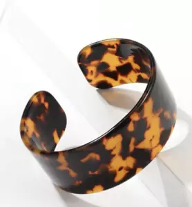 Vintage C Shape Wide Leopard Print Open Cuff Bracelet - Picture 1 of 5