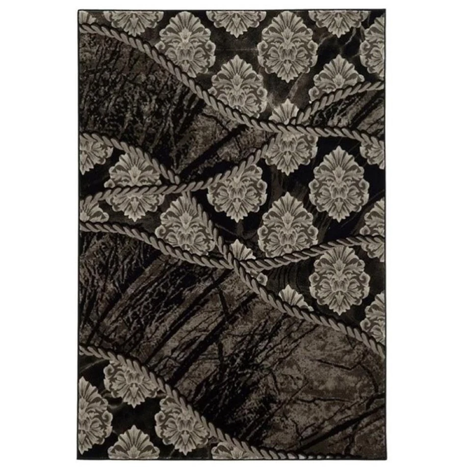 Alfombra Hawthorne Collection 5' x 7'6" en negro y marrón Foto 1 de 1