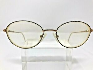Safilo Elasta Eyeglasses Gold Metal 51-18 Round Full Rim Frame NK82