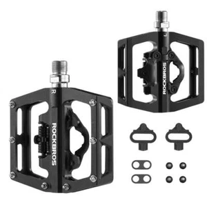 ROCKBROS Bike Cleats Pedals with SPD Sealed Clipless Flat Platform 9/16" Pedals - Picture 1 of 15