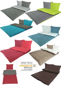 Bettwäsche 135x200 + 80x80 cm 100% Baumwolle Renforcé 2 - 4 teilig uni Wende RV - Bild 1 von 15