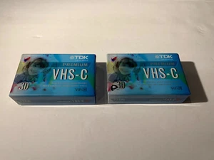 Lot Of 2 TDK Premium VHS-C 30 Min. TC-30HG Camcorder Video Cassette Tape NEW - Picture 1 of 3