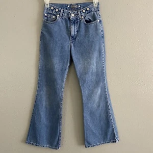 Vintage Zonz Flare Denim Blue Jeans Youth Kids Size 10 Grunge 90s Skater Y2K - Picture 1 of 10