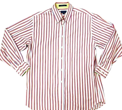 VTG J McLaughlin Exclusive Men's Pinstriped Brushpopper Shirt Cotton 2 Ply Sz XL - Image 1 of 4