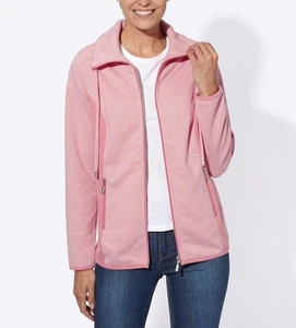 Collection L Damen Jacke Fleecejacke Umlegekragen Rosé Gemustert Gr. 48 Neu - Bild 1 von 4