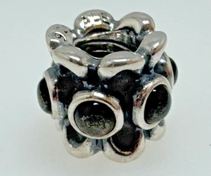 Pandora Moments Vergissmeinnicht Schwarzer Onyx Sterlingsilber Charm - Bild 1 von 6