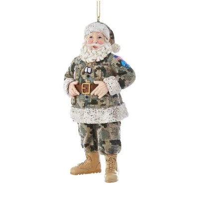 Adorno de resina Kurt Adler para árbol de Navidad, camuflaje militar Santa Foto 1 de 4