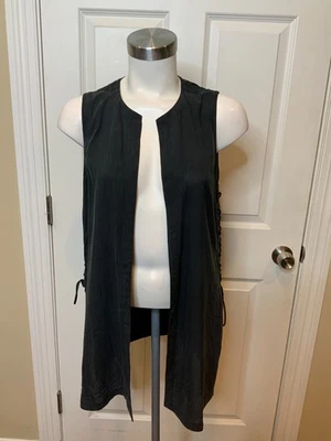 Go шелк темно серый 100% шелк стороне на шнуровке жилет, размер S - Изображение 1 из 4