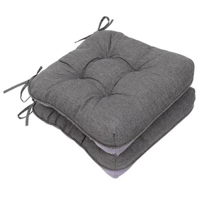 Indoor Chair Cushions 2 Pack Tufted Memory Foam Dining Room Chair Pads with Tie - Picture 1 of 8