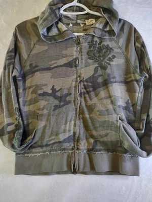 Vintage Roxy Women's Camo Full Zip Hoodie Size Large - Image 1 of 4